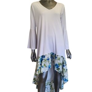 NWT 172B. Rodeo Fox White and Floral High-Low Dress - Size XL